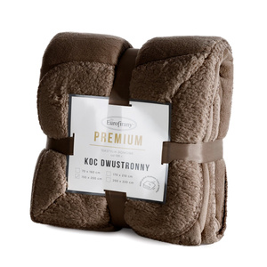 Koc 200 x 220 Mikrofibra Dwustronny Tedy C.Brąz
