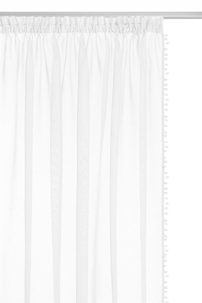 Curtain 140 x 270 Decorative Pompoo Tape White