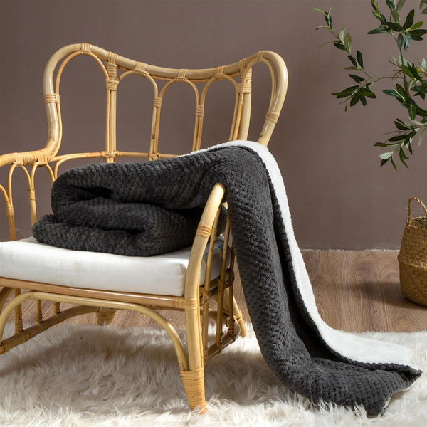 Koc 150 x 200 Mikrofibra Baranek Sherpa Grafit