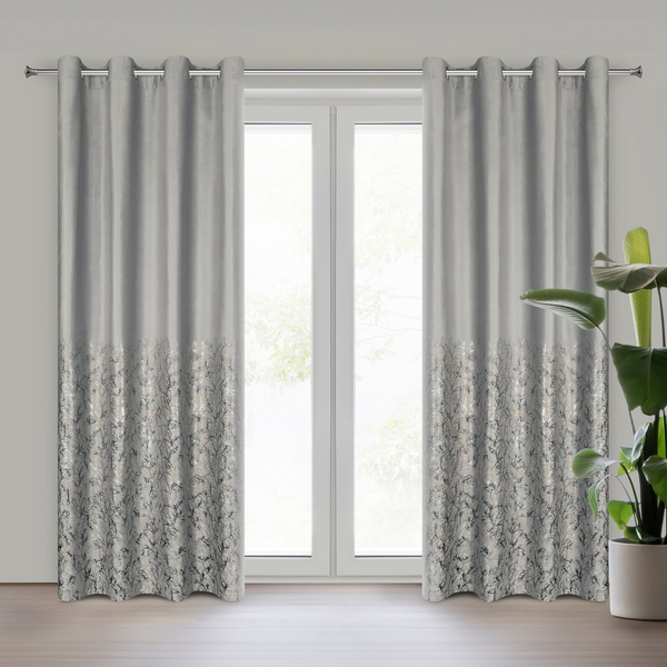 Zasłona 140 x 250 Welwet Przelotki Tori Srebrny