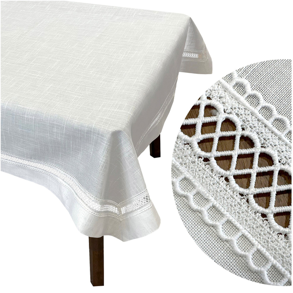Stain-Resistant Tablecloth 110 x 160 with Lace Nela 549