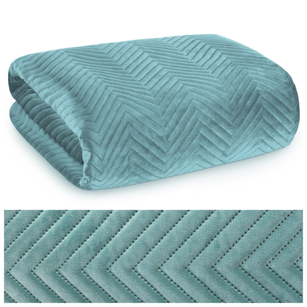 Sofia Mint Decorative Velour Bedspread 200 x 220