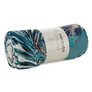 Narzuta 170 x 210 Pikowana Pilar Biały+Turkus