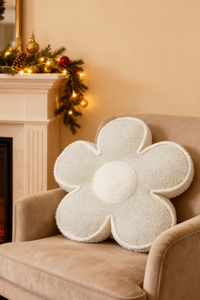 Pillow 50 x 15 Decorative Flower Boucle Beige