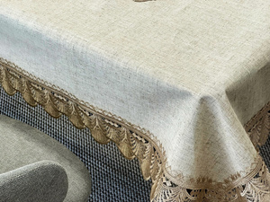 Stain-Resistant Tablecloth 130 x 180 with Lace 2018 Beige