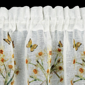 Curtain 60 x 150 Decorative Ready-made Flora White+Yellow