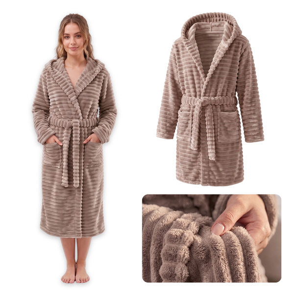 Szlafrok Mikrofibra Pasy Unisex Velar XXL 06 Beż