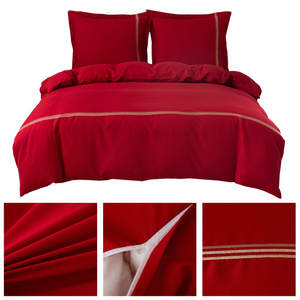 Pościel 160 x 200 3cz Gładka Z Haftem Lumera 07