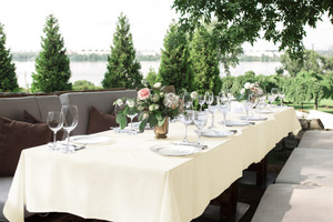 Tablecloth 140x340 Stainproof Classic Savio Cream