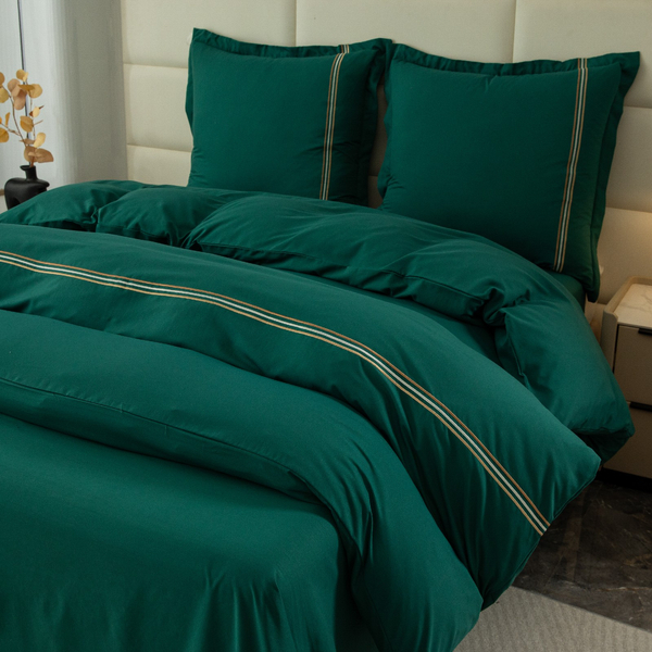 Pościel 200 x 220 3cz Gładka Z Haftem Lumera 06