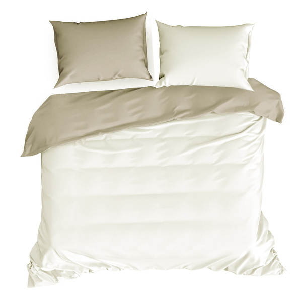 Bedding 160 x 200 3pc Satin Nova3 Cream + Beige