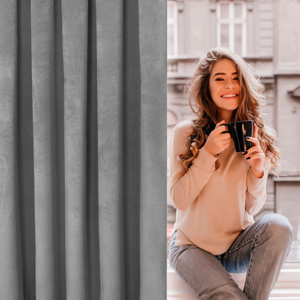 Zasłona 140 x 250 Dekoracyjna Velvet Rosa Stal