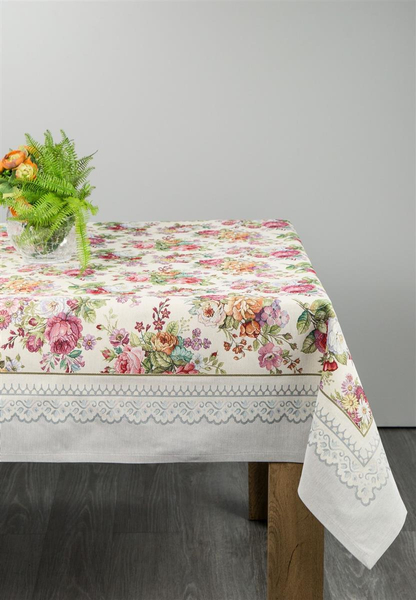 140 x 180 Decorative Tapestry Tablecloth 1175 Silver