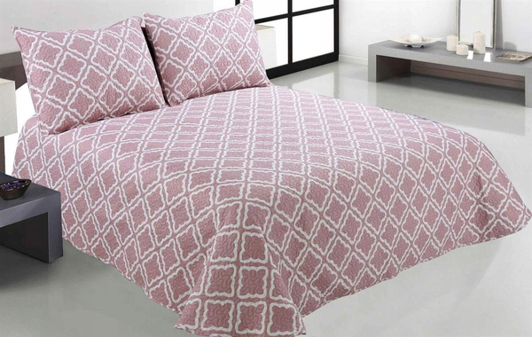 Quilted Clover Powder 240 x 220 Bedspread