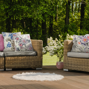 Decorative Linen Pillowcase 45 x 45 9 Beige+Blue