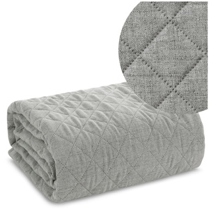 Bedspread 220 x 240 Quilted Linen1 Steel