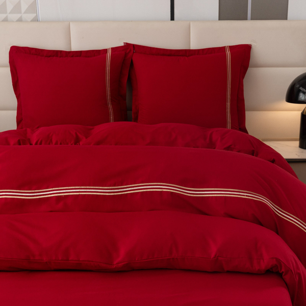 Pościel 200 x 220 3cz Gładka Z Haftem Lumera 07