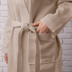 Gofer Unisex Cotton Bathrobe Vizzy L 02 Beige