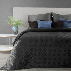 Quilted Velvet Bedspread 70 x 160 Dimon Black