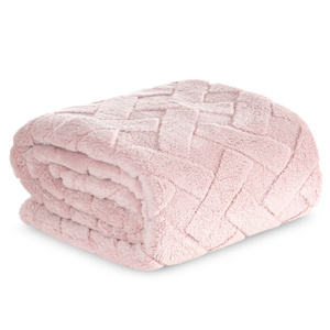 70 x 160 Plush Blanket Herringbone Caro Pink