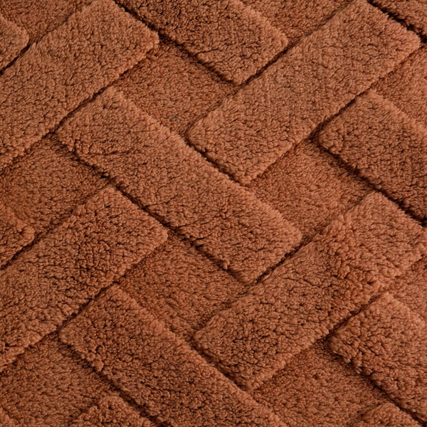 Koc 200 x 220 Pluszowy Jodełka Caro Cegła