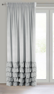 Zasłona 140 x 250 Welwet z Falbaną Dani Srebrny
