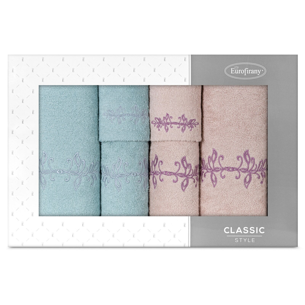 Towel Set 6pcs. Camellia 380 Powder+Mint