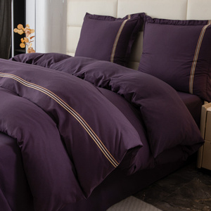 Pościel 200 x 220 3cz Gładka Z Haftem Lumera 04