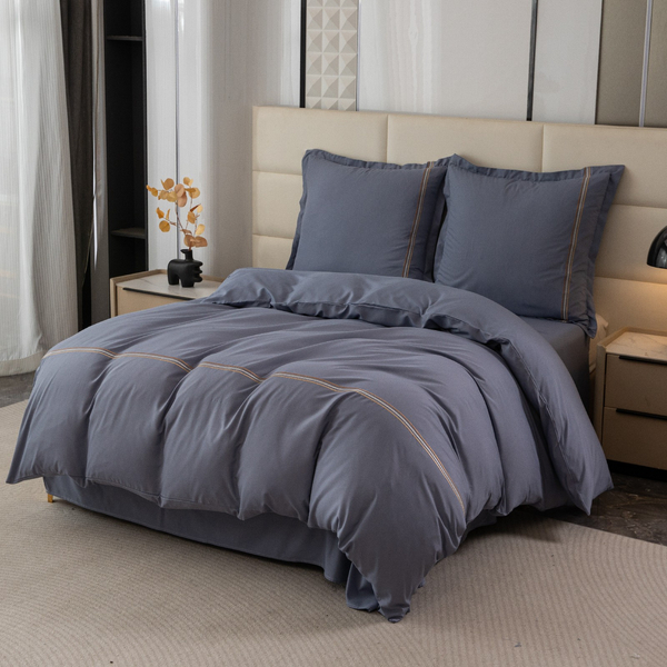 Pościel 200 x 220 3cz Gładka Z Haftem Lumera 12