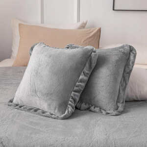 Pillowcase 40 x 40 Decorative Microfiber Ruffly Gray