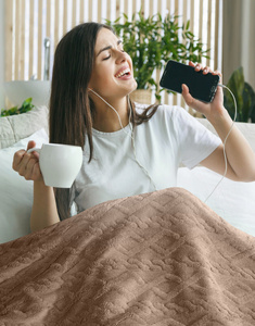 Blanket 200 x 220 Design Microfiber Braid Beige