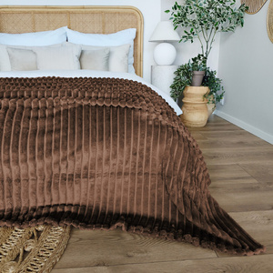 Koc 160 x 200  Mikrofibra Tłoczona Pasy Nuvio 07