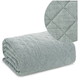 Bedspread 220 x 240 Quilted Linen1 Mint