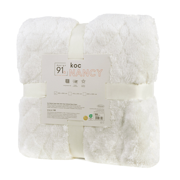 Koc 70 x 160 Tłoczony Pluszowy Nancy Krem
