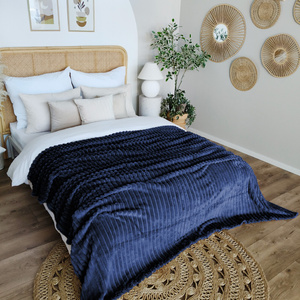 Blanket 160 x 200 Microfiber Stamped Stripes Nuvio 09