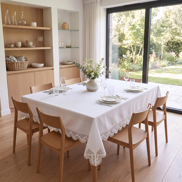 Obrus 100x100 Plamoodporny z Gipiurą Elia Biel 04