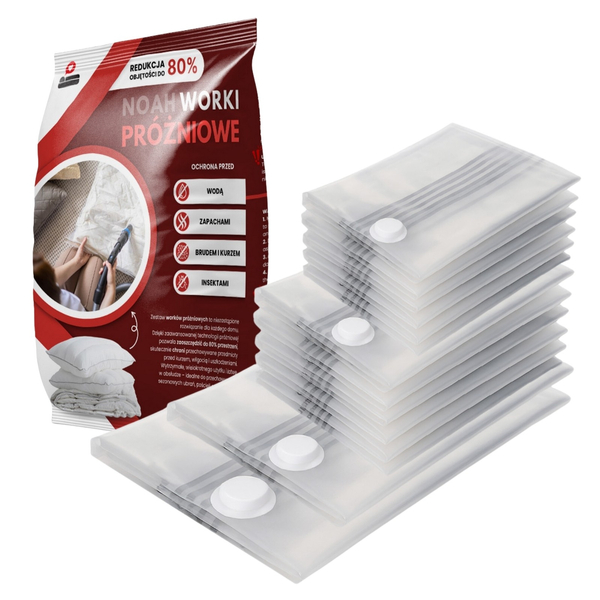 Vacuum Storage Bags for Clothes, Bedding, Textiles - 12 pcs Noah