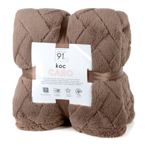 150 x 200 Plush Blanket Herringbone Caro C.Beige