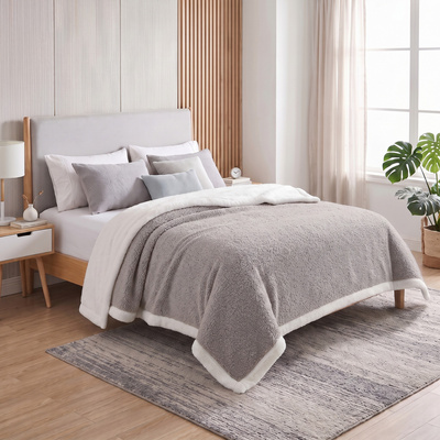 Koc 200 x 220 Boucle Bukla z Lamówką Mellori 04