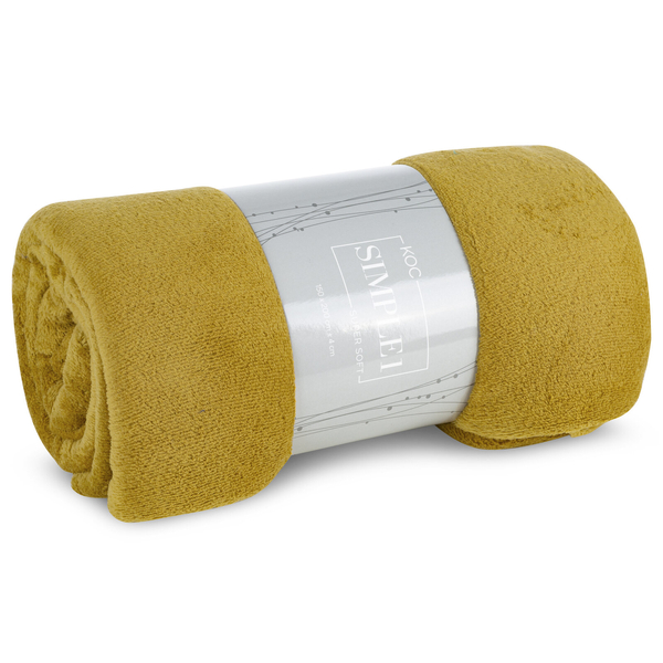 Koc 150 x 200 Jednolity Mikrofibra Simple1 Miód