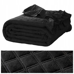 Bedspread 160 x 220 Quilted Two-Sided Ruffy Black
