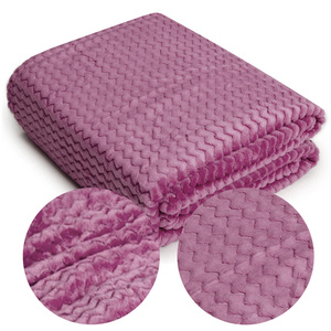 Blanket 160 x 200 Microfiber Zigzag Embossed Blueberry