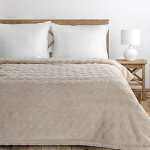 Blanket 70 x 160 Stamped Plush Nancy Beige