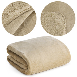Blanket 70 x 160 Microfiber Reversible Tedy Light Beige