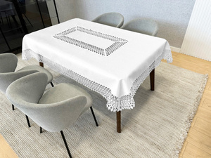Stain-Resistant Tablecloth 150 x 400 with Lace 2017 White