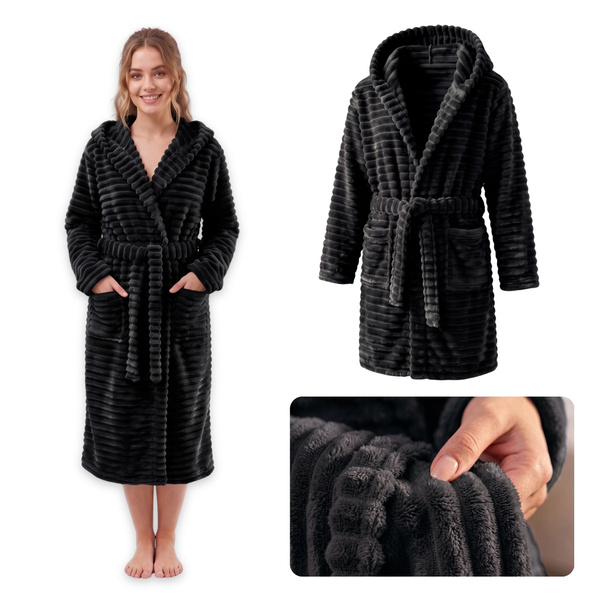Szlafrok Mikrofibra Pasy Unisex Velar XXL 02 Czarn