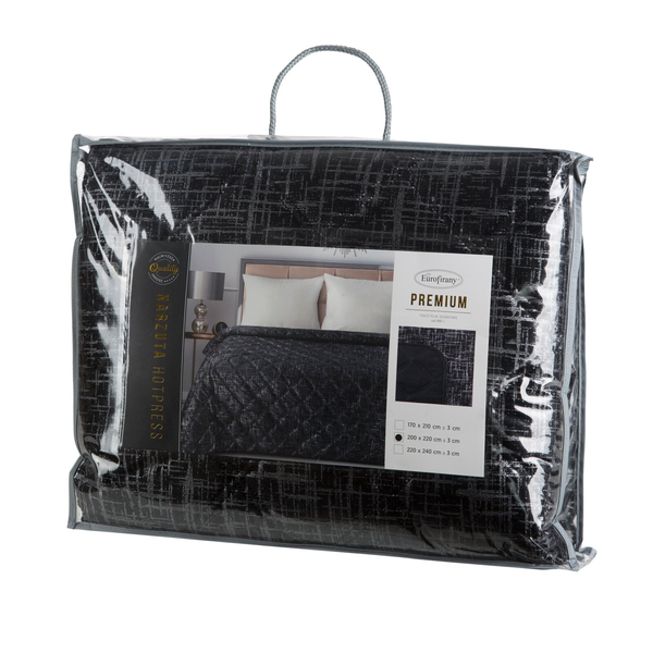 Narzuta 170 x 210 Pikowana Welurowa Blink6 Czarny