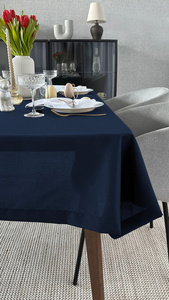 Tablecloth 140x340 Stainproof Classic Savio Navy Blue