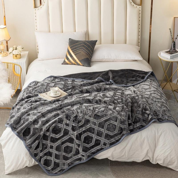 Koc 160 x 200 Akryl Tłoczony Vito Grafit