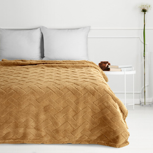 Koc 150 x 200 Pluszowy Jodełka Caro Miód